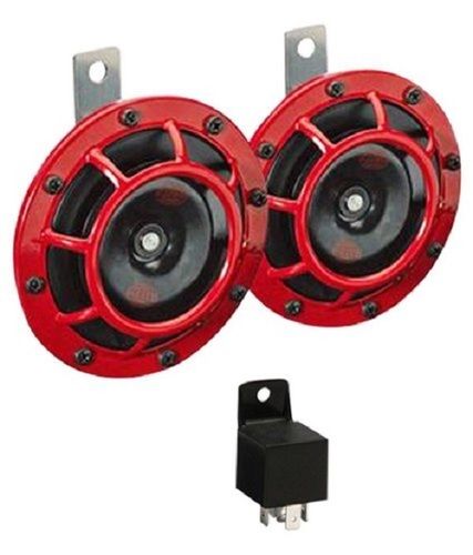 Iron  Supertone 12V High Tone, Low Tone Twin Horn Kit With Red Protective Grill