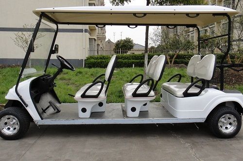 Battery Operated Electric Four Wheeler Six Seater White Color Golf Cart