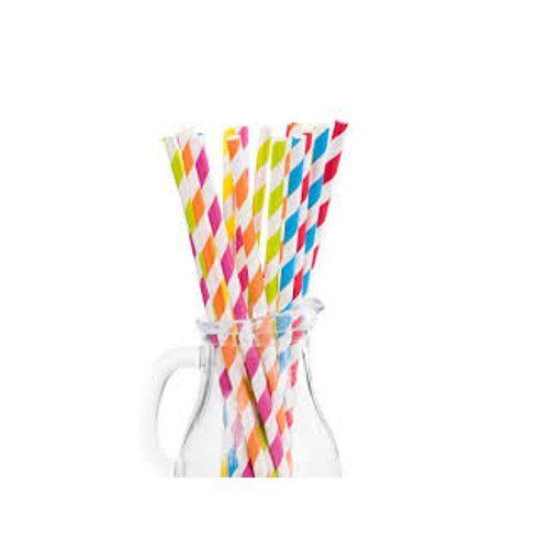 Eco Friendly Multi Colour Juice Drinking Printed Paper Straw With 5.5/6/210mm Size