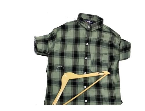Green And Black Checked Full Sleeves Casual Shirt With For Mens