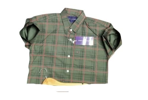 Green Color Box Checked With Full Sleeves, Casual Shirt For Men