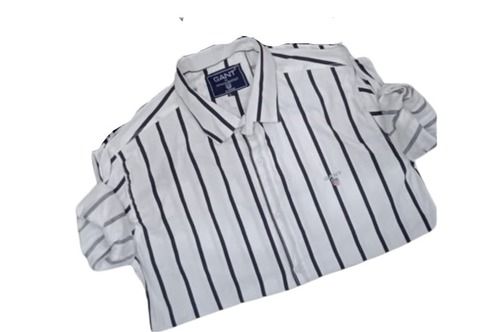 Pure Cotton White Color With Black Strip, Full Sleeves Shirt For Men