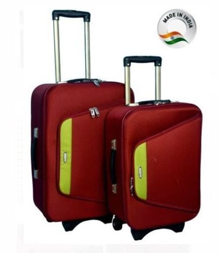 Portable Top Open Maroon Color Fancy Red Combo Trolley Bag For Travelling With 4 Wheels