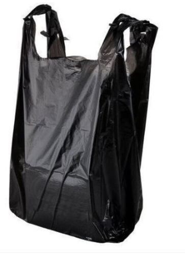 U Cut Plain Black Color Plastic Grocery Bag With Waterproof And Light Weight