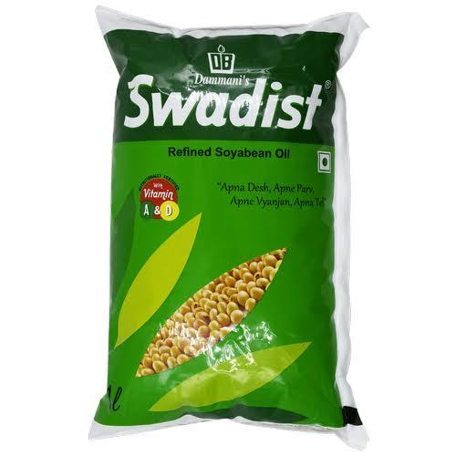 Dammani'S Swadist Refined Soyabean Oil 1, Litre Pouch, With Frade A 100% Pure, Natural & Organic