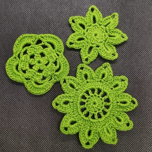 Green Pure Cotton Handmade Knitted Knitting Applique for Dress, Hats and Garment