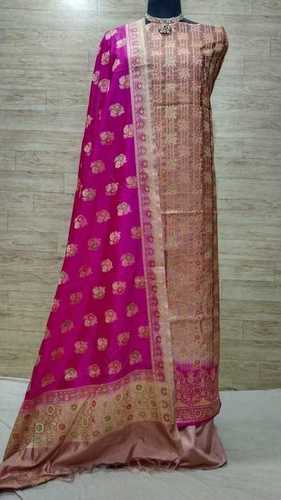 Indian Ladies Pink Color Fancy And Designer Silk Salwar Suit With Dupatta