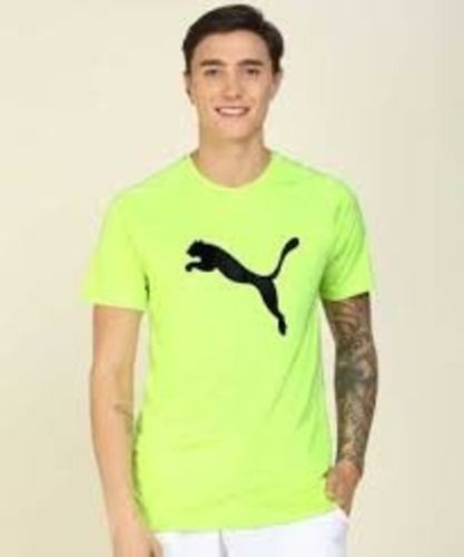 Light Green Color Half Sleeves Polo T Shirts For Men In Cotton Fabric Gender: Male