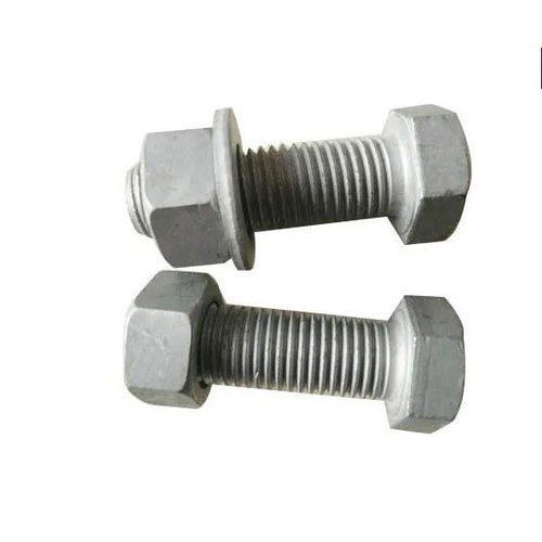 Corrosion Resistance And High Tolerance Mild Steel Ms Hot Dip Galvanized Bolt Nut, Size: 1 Inch, With Heavy Duty, For Domestic & Industrial Use