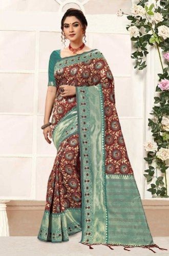 Nivah Fashion Peacock Pattern Banarasi Art Silk Saree With Blouse Piece