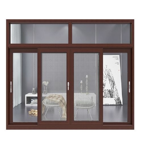 Door Stops Strong And Long Durable Brown Aluminum Sliding Window For Home And Hotel