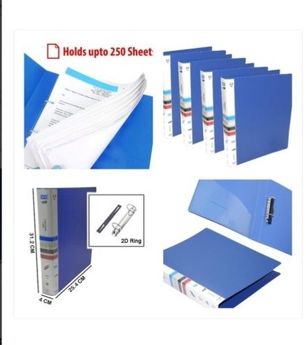 Rectangular Blue Color Plastic Ring Binder File With High Weight Bearing Capacity