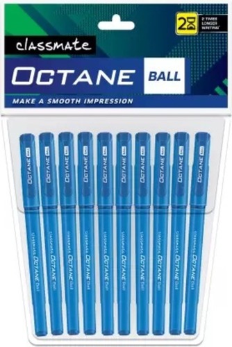 Blue Classmate Plastic Material Body Octane Ball Pen Pack Of 10 For Multipurpose Use