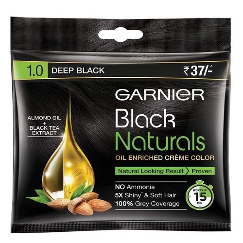 Garnier Black Naturals 1.0 प्राकृतिक दिखने वाले परिणाम के लिए डीप ब्लैक ऑयल एनरिच्ड क्रीम कलर