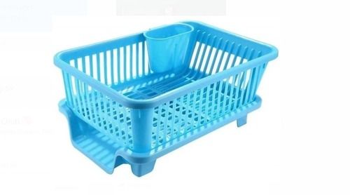 Rectangular Sky Blue Color Plastic Material Dish Rack Used For Kitchen, Weight 500 Grams