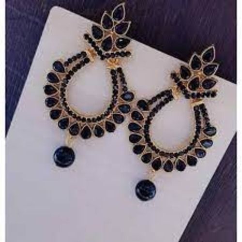 Black Color, Round And Light Weight Stud Imitation Earring For Ladies