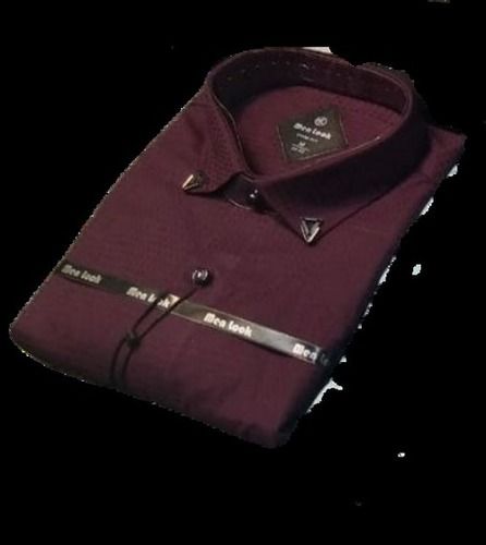 Mens Chocolate Color Comfortable And Washable Cotton Full Sleeves Formal Shirt