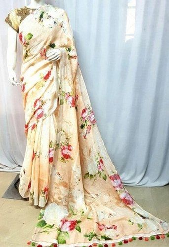 Party Wear Off White Colour Pure Silk Saree With Blouse Pieces And Normal Wash