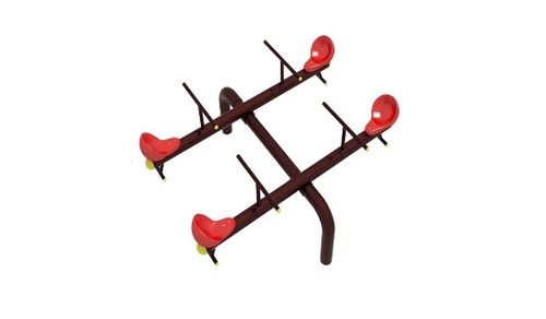 Mild Steel Red And Brown Color Double See Saw Outdoor Play For Kids Area Size 6.56X4.56X2.75 Foot