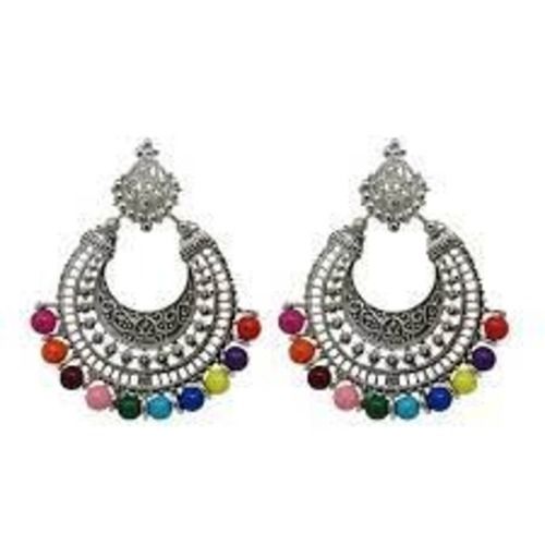 Silver Color, Round And Light Weight Stud Imitation Earring For Ladies