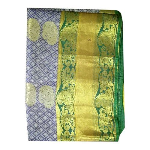 Violet Specially Woven Art Silk Sarees With Grey And Green Color Border