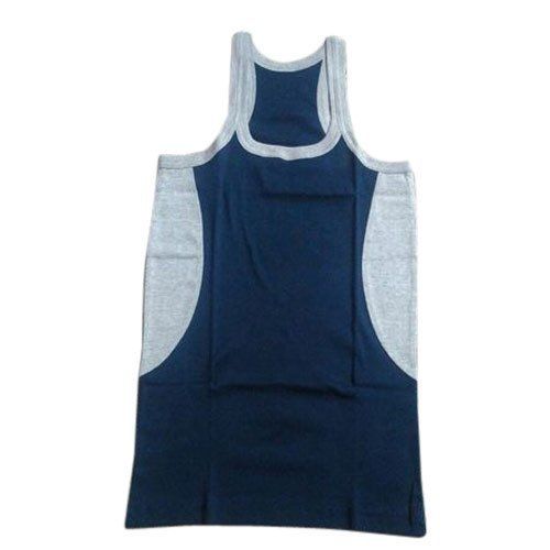 Plain 100% Pure Cotton Skin Friendly And Comfortable Blue And Grey Mens Gym Vest