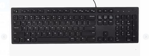 Black Dell Full Size Wired Computer Keyboard With Spill Resistance And 3 Indicator Lights