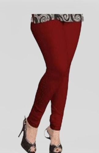 Ladies Maroon Color Pure Cotton Solid Plain Legging For Casual Wear