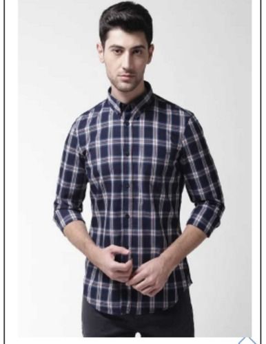 Multicolour Self Stitch Classic Full Sleeves Check Casual Shirts For Regular Wear Collar Style: Tab