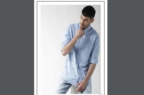 Self Classic And Stylish Look Full Sleeve Shirts In Light Blue Color With Soft Fabric