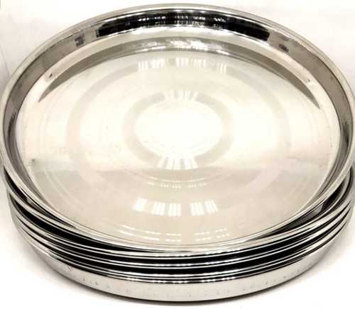 Stainless Steel Dinner Plate Use For Kitchen, Round Shape And Silver Color