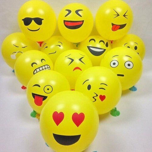 Durable 100% Biodegradable Yellow Latex Emoji Printed Birthday Party Balloon