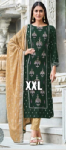 100 प्रतिशत कॉटन डार्क ग्रीन और स्किन कलर लेडीज़ सूट हल्का वज़न या आरामदायक सजावट सामग्री: पेंट