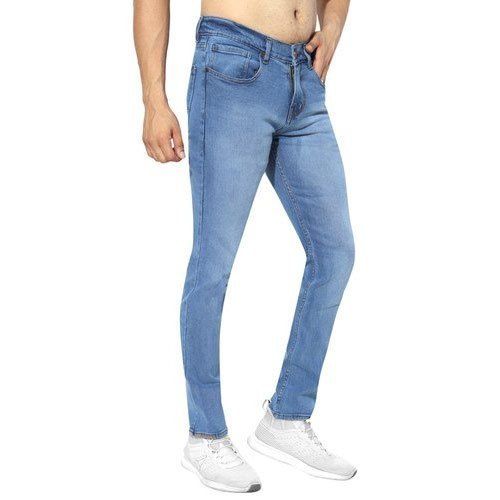 Quick Dry Blue Plain Fashionable Lightweight Stylish Trendy Slim Fit Casual Wear Mens Jeans