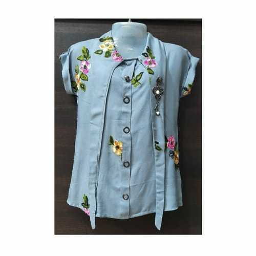 Ladies Top With Sky Blue Color Comfortable To Wear And High Quality Fabric