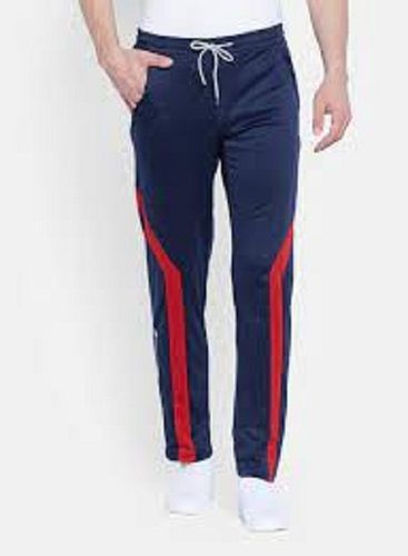 Mens Lycra Casual Running Workout Pants With Pockets Red And Navy Blue Lower 
