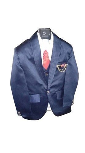 Washable Party Wear Dark Blue Color Boys Suits With Diamond And Silk Fabrics, Beautiful Design