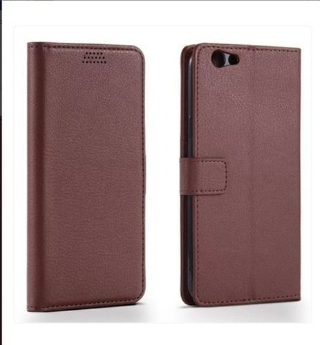 Plain And Stitches Design Leather Mobile Flip Cover And Lightweight Dark Brown Color