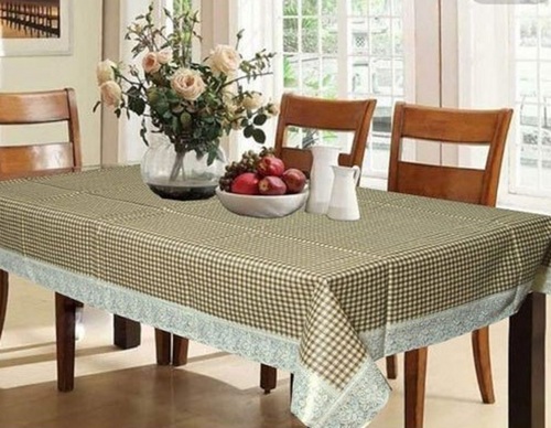 मिक्स्ड रियूजेबल और वॉशेबल 8 सीटर चेकर प्रिंटेड PVC सेंटर टेबल कवर
