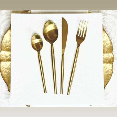 Stainless Steel Cutlery Set with Full Gold Matt Color and PVD Finish