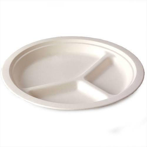 100% Eco-Friendly Round Plain Disposable White Paper Plates For Food Serving