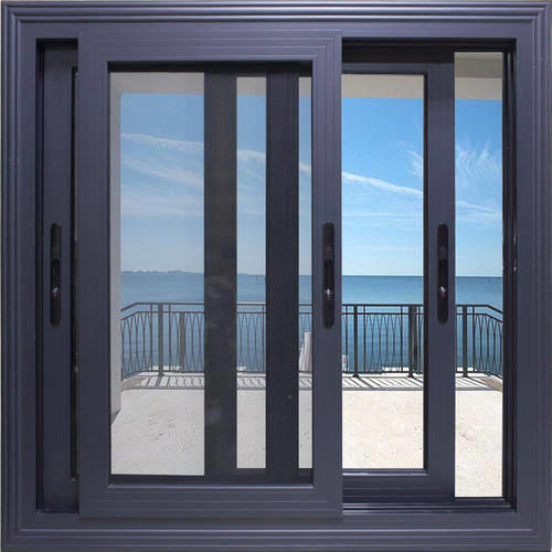 Blue Aluminium Sliding Window Used In Home, Hotel And Office