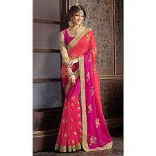 Pink Silk Fancy Designer With Heavy Work Boarder Party Wear Printed Saree For Ladies (Multi)