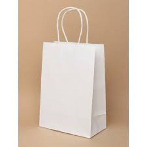 White 100% Biodegradable Recyclable And Reusable Economical Paper Carry Bag (White)