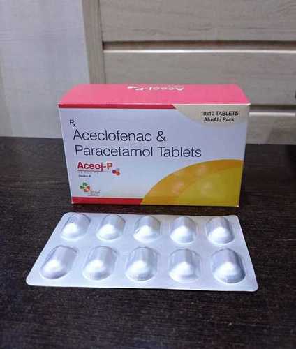 White Aceclofenac And Paracetamol Tablets (Pack Size 10X10 Tablets)