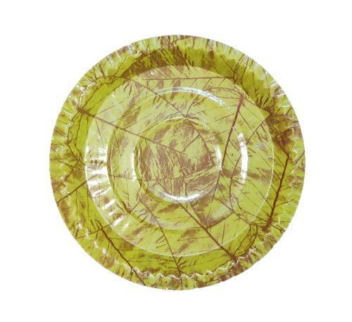 Green and Brown Color Disposable Paper Plate With 12 Inch Size and Recyclable