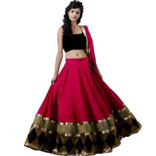 Shop Online Plain Black Readymade Lehenga Choli : 225890 -