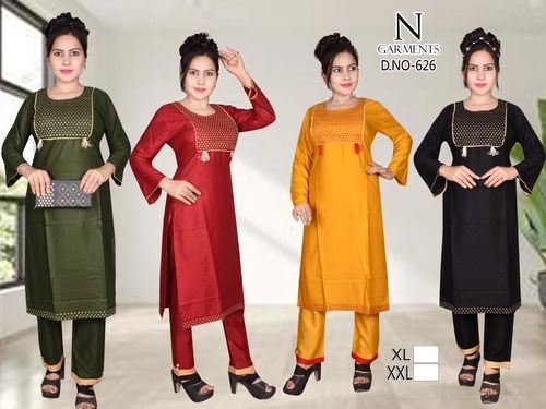 Anti Wrinkle Easy To Clean Eco Friendly Fancy Ladies Rayon Cotton Kurti