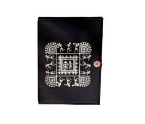 Black Color Rangresha Button Handmade Cotton File Folder For Office, Home No