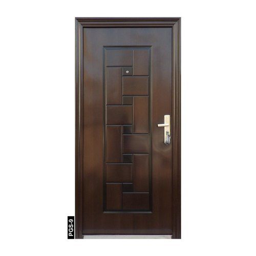 Solid Wood Brown Color Iron Main Doors With Glossy Finish For Home, Hotel, Office 